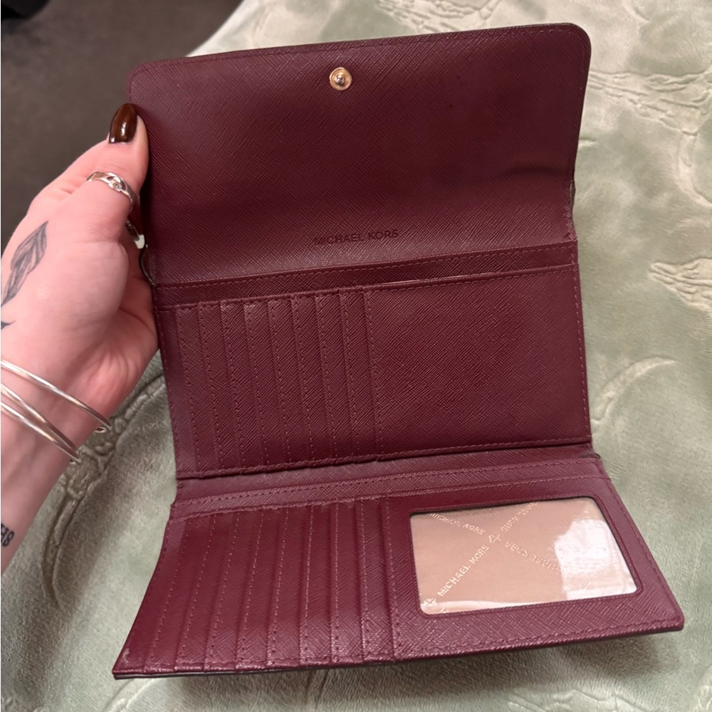 Michael Kors Maroon Signature Wallet - Picture 3 of 7